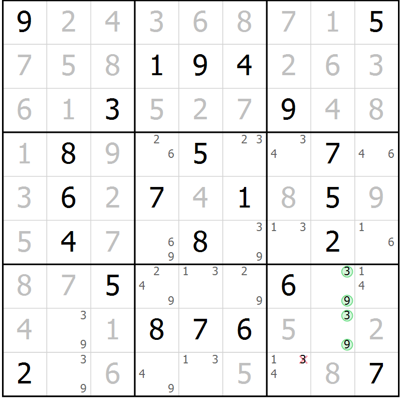 Position des candidats pour la solution de la Gr 78 page 81 du magazine de sudoku Giga sudoku niv 6-8 n° 032