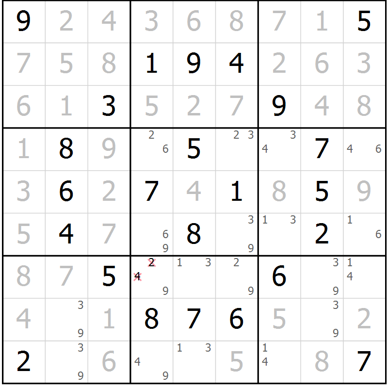 Position des candidats pour la solution de la Gr 78 page 81 du magazine de sudoku Giga sudoku niv 6-8 n° 032