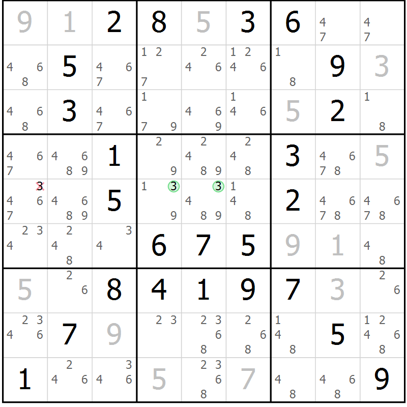Position des candidats pour la solution de la Gr 79 page 82 du magazine de sudoku Giga sudoku niv 6-8 n° 032
