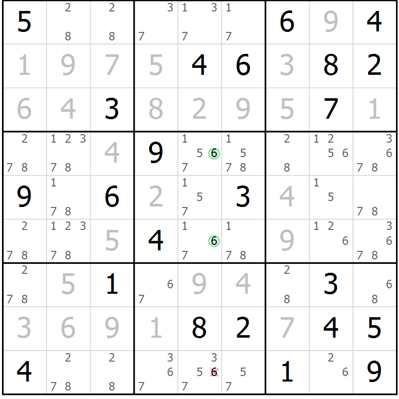 Position des candidats pour la solution de la Gr 83 page 86 du magazine de sudoku Giga sudoku niv 6-8 n° 032