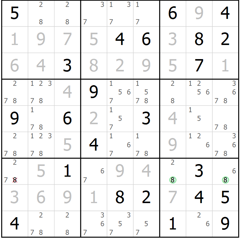 Position des candidats pour la solution de la Gr 83 page 86 du magazine de sudoku Giga sudoku niv 6-8 n° 032