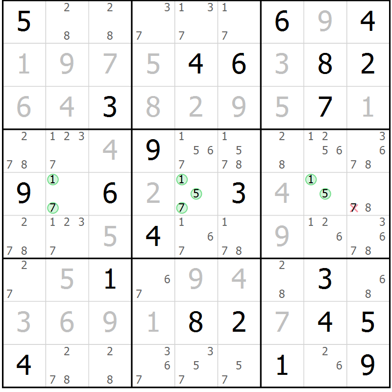 Position des candidats pour la solution de la Gr 83 page 86 du magazine de sudoku Giga sudoku niv 6-8 n° 032