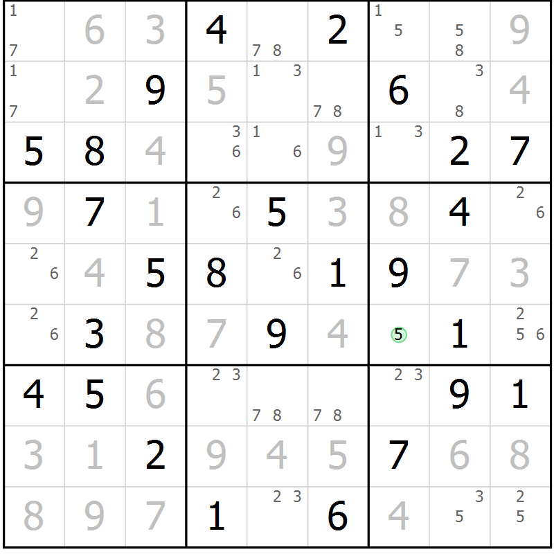 Position des candidats pour la solution de la Gr 90 page 93 du magazine de sudoku Giga sudoku niv 6-8 n° 032