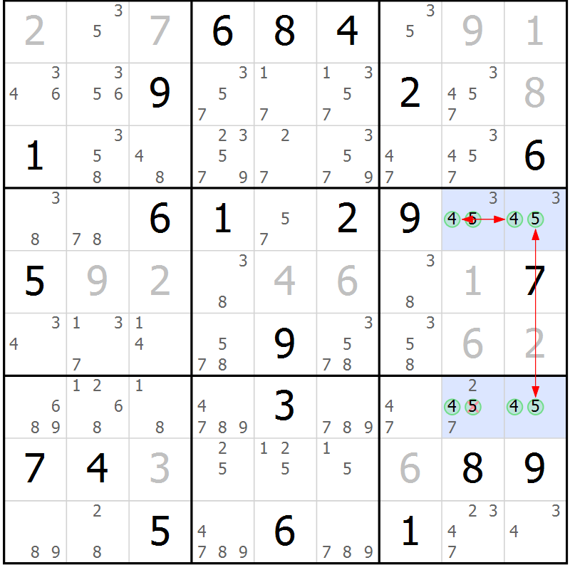 Position des candidats pour la solution de la Gr 11 page 14 du magazine de sudoku Suprême n° 023