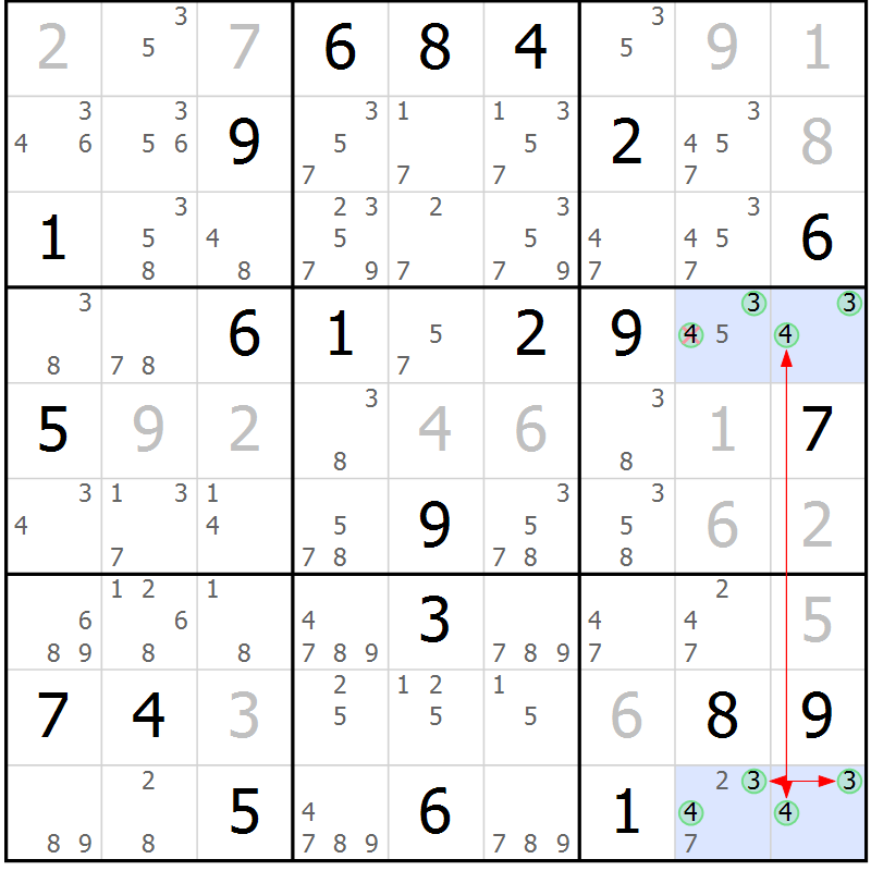 Position des candidats pour la solution de la Gr 11 page 14 du magazine de sudoku Suprême n° 023
