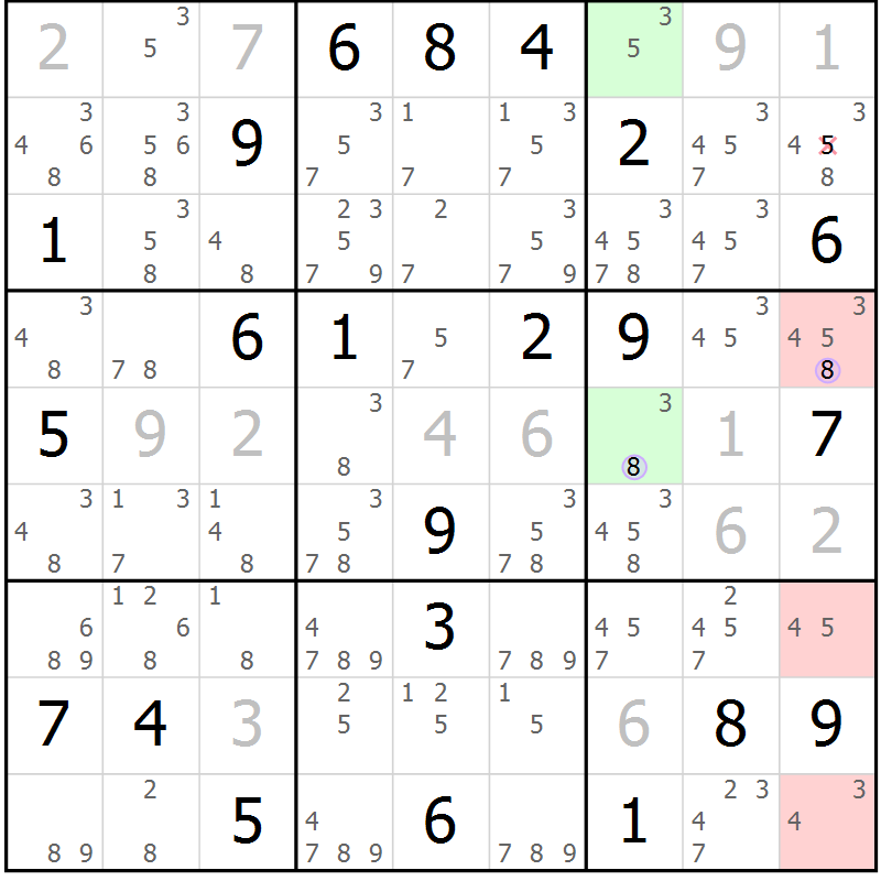 Position des candidats pour la solution de la Gr 11 page 14 du magazine de sudoku Suprême n° 023