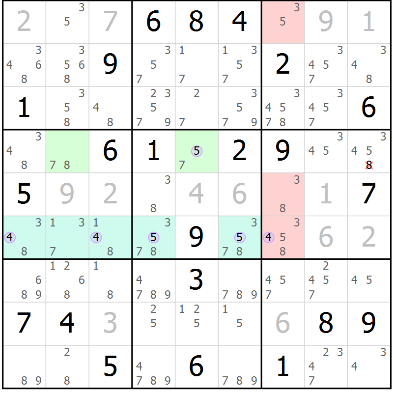Position des candidats pour la solution de la Gr 11 page 14 du magazine de sudoku Suprême n° 023