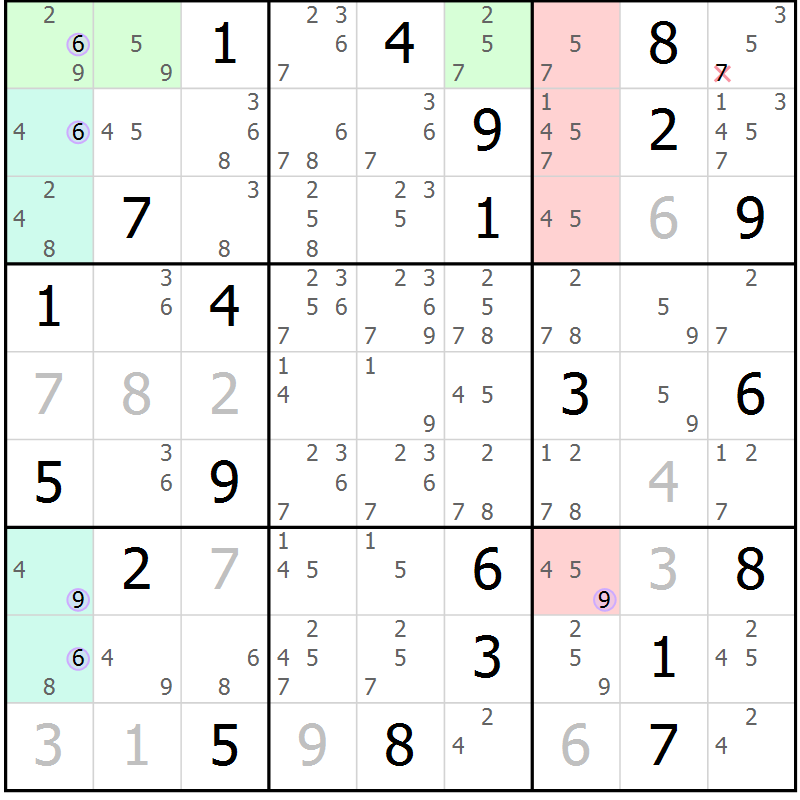 Position des candidats pour la solution de la Gr 12 page 15 du magazine de sudoku Suprême n° 023