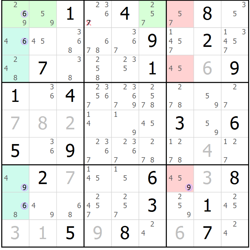 Position des candidats pour la solution de la Gr 12 page 15 du magazine de sudoku Suprême n° 023