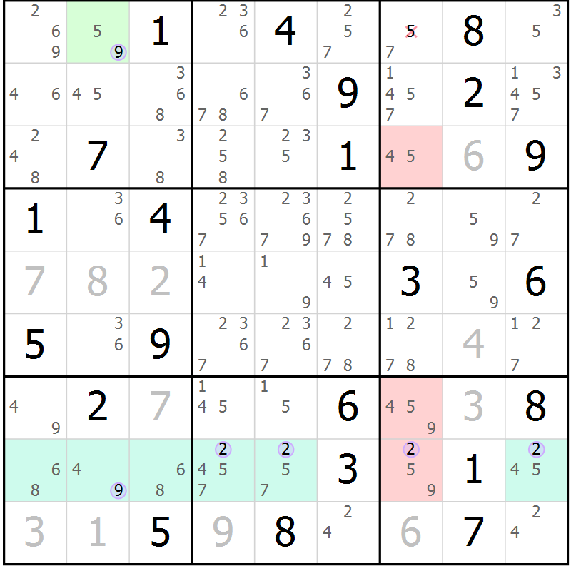 Position des candidats pour la solution de la Gr 12 page 15 du magazine de sudoku Suprême n° 023