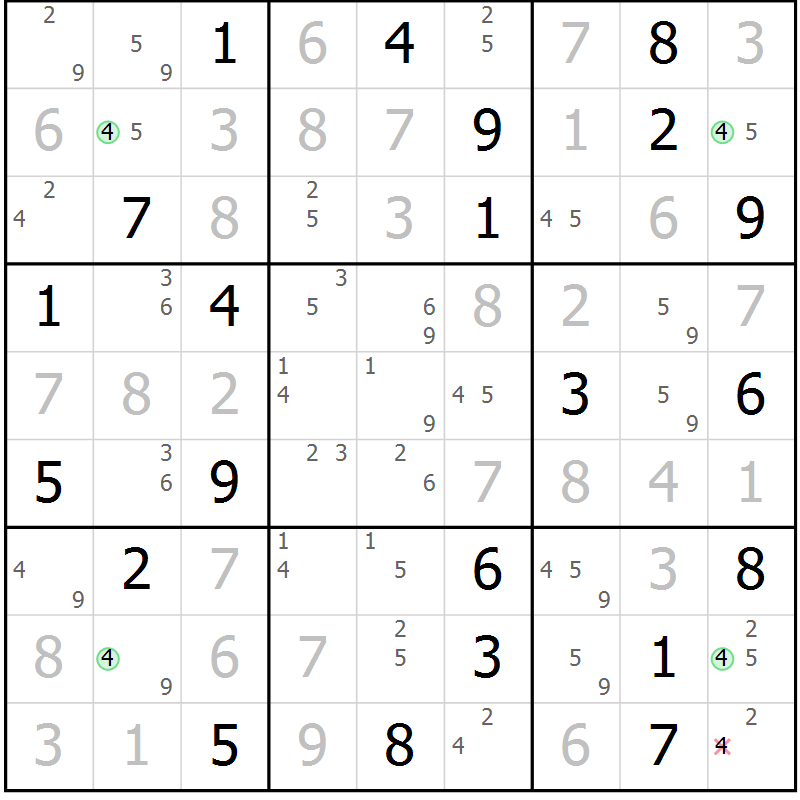 Position des candidats pour la solution de la Gr 12 page 15 du magazine de sudoku Suprême n° 023