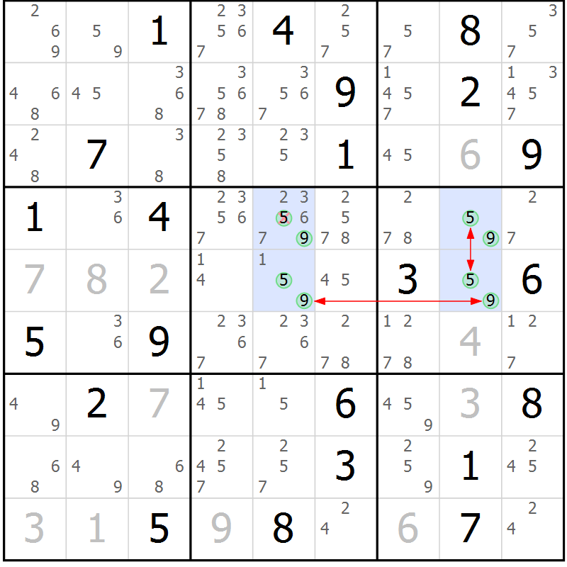 Position des candidats pour la solution de la Gr 12 page 15 du magazine de sudoku Suprême n° 023