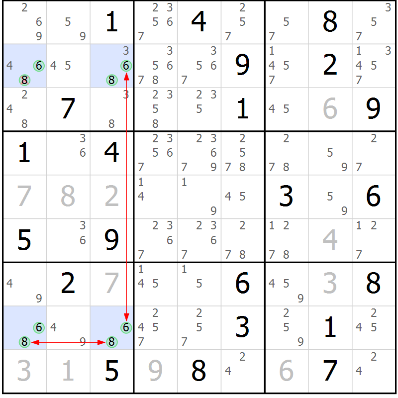 Position des candidats pour la solution de la Gr 12 page 15 du magazine de sudoku Suprême n° 023