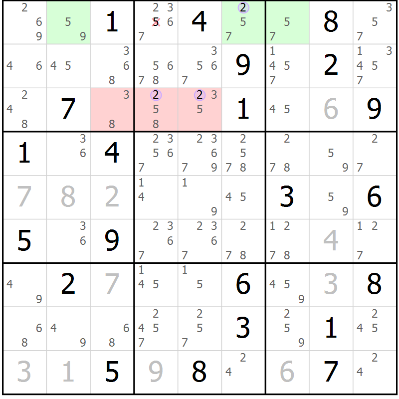 Position des candidats pour la solution de la Gr 12 page 15 du magazine de sudoku Suprême n° 023