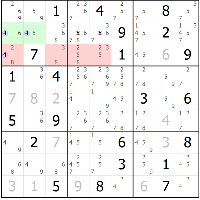 Position des candidats pour la solution de la Gr 12 page 15 du magazine de sudoku Suprême n° 023