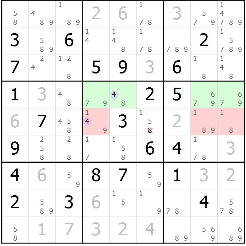 Position des candidats pour la solution de la Gr 13 page 16 du magazine de sudoku Suprême n° 023