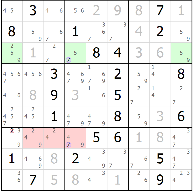 Position des candidats pour la solution de la Gr 14 page 17 du magazine de sudoku Suprême n° 023