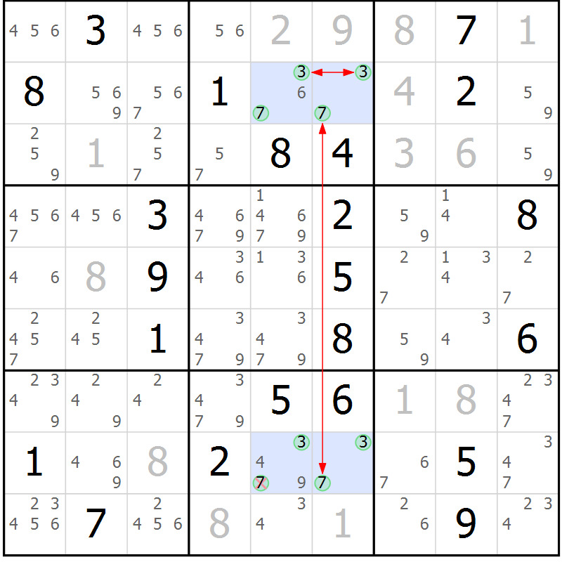 Position des candidats pour la solution de la Gr 14 page 17 du magazine de sudoku Suprême n° 023