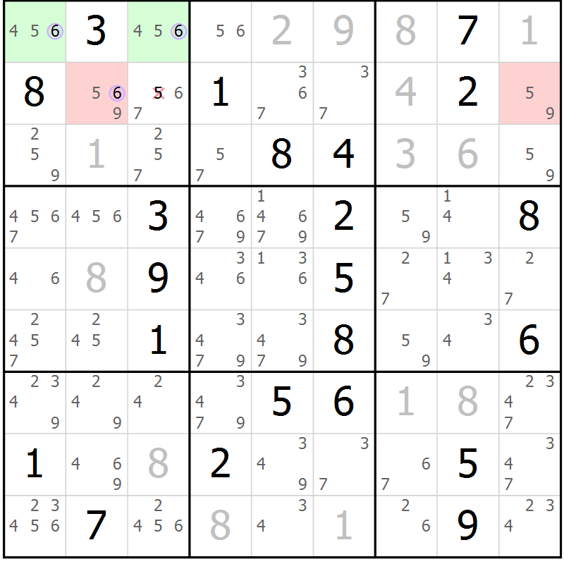 Position des candidats pour la solution de la Gr 14 page 17 du magazine de sudoku Suprême n° 023