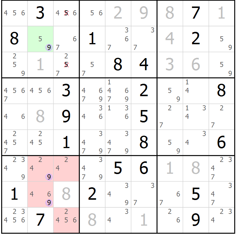 Position des candidats pour la solution de la Gr 14 page 17 du magazine de sudoku Suprême n° 023
