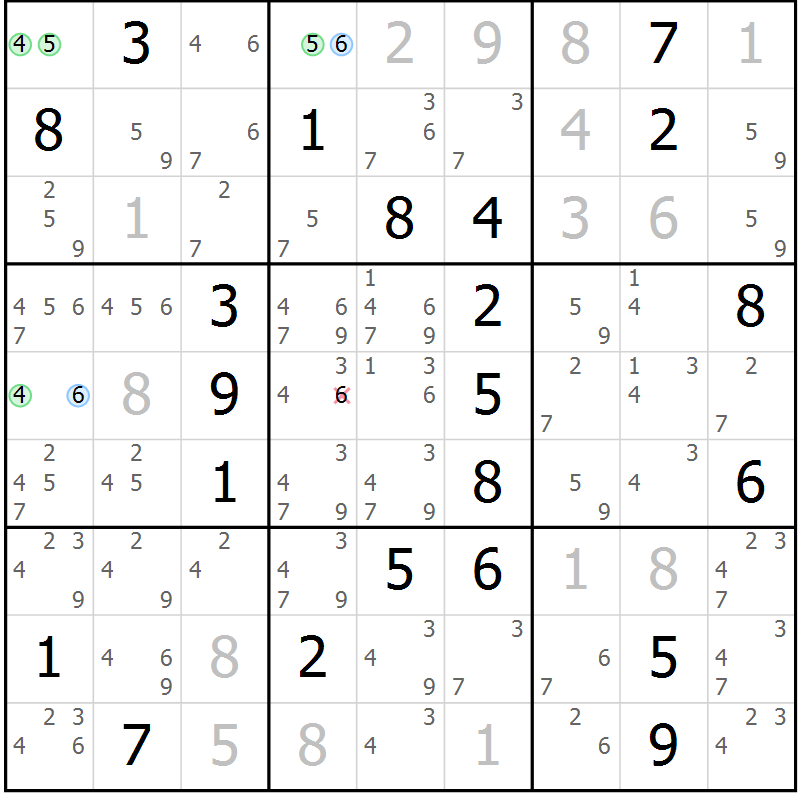 Position des candidats pour la solution de la Gr 14 page 17 du magazine de sudoku Suprême n° 023