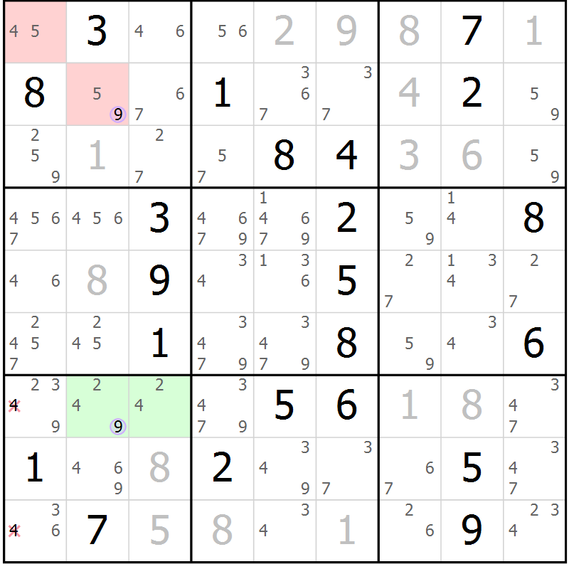 Position des candidats pour la solution de la Gr 14 page 17 du magazine de sudoku Suprême n° 023