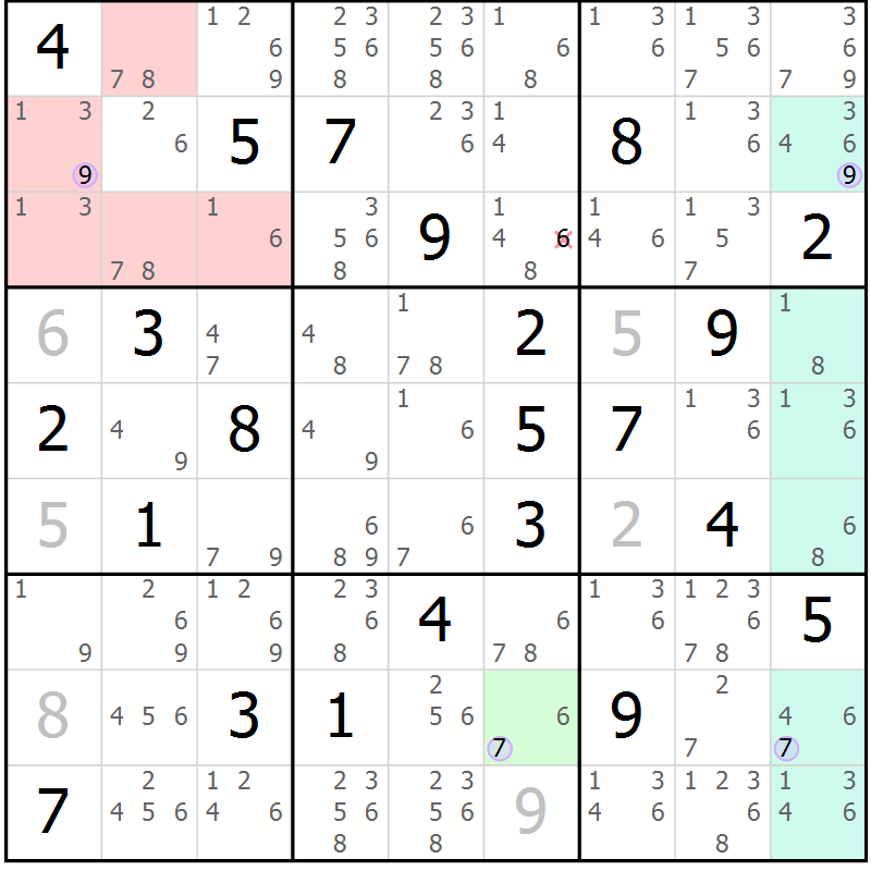 Position des candidats pour la solution de la Gr 15 page 18 du magazine de sudoku Suprême n° 023