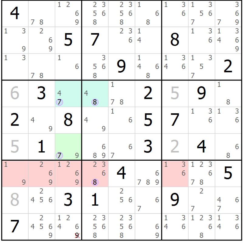 Position des candidats pour la solution de la Gr 15 page 18 du magazine de sudoku Suprême n° 023