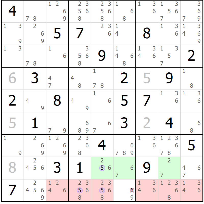 Position des candidats pour la solution de la Gr 15 page 18 du magazine de sudoku Suprême n° 023