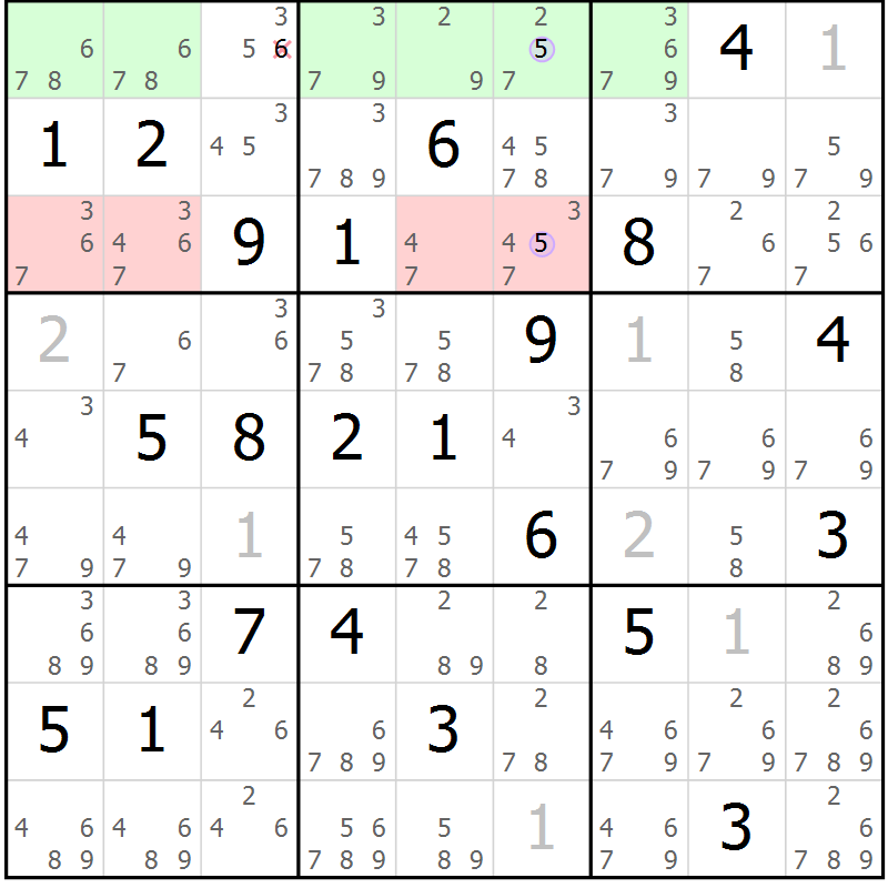 Position des candidats pour la solution de la Gr 16 page 19 du magazine de sudoku Suprême n° 023