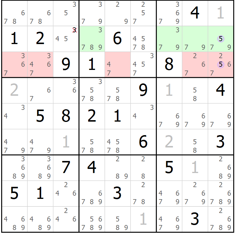 Position des candidats pour la solution de la Gr 16 page 19 du magazine de sudoku Suprême n° 023