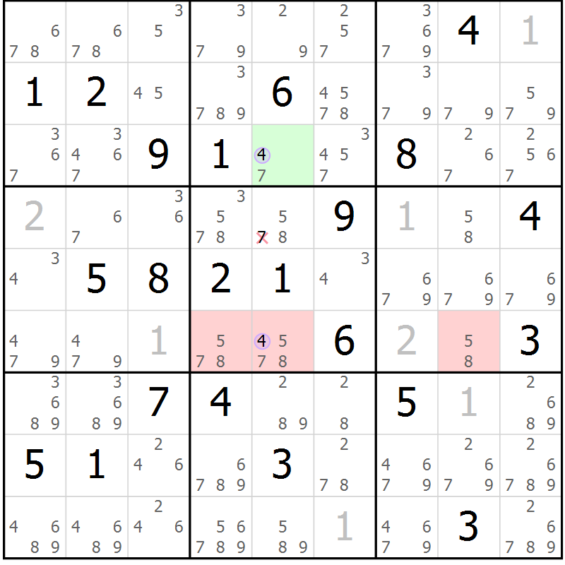 Position des candidats pour la solution de la Gr 16 page 19 du magazine de sudoku Suprême n° 023