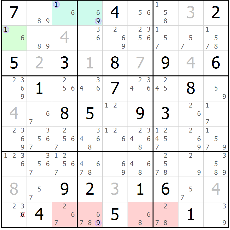 Position des candidats pour la solution de la Gr 19 page 22 du magazine de sudoku Suprême n° 023