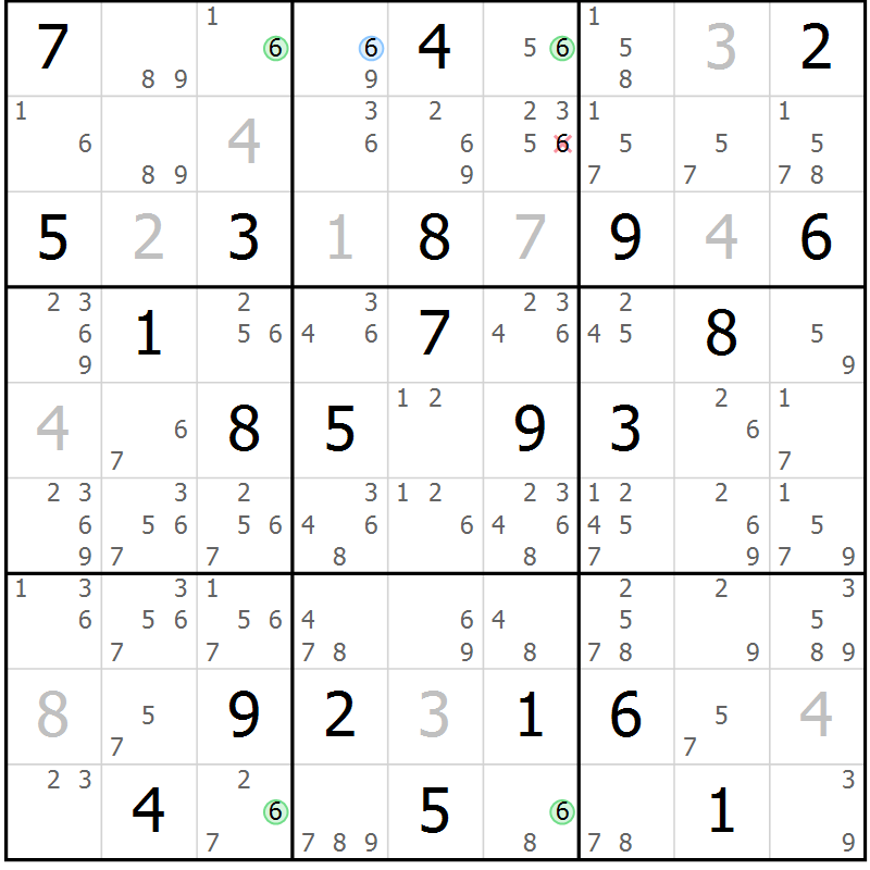 Position des candidats pour la solution de la Gr 19 page 22 du magazine de sudoku Suprême n° 023