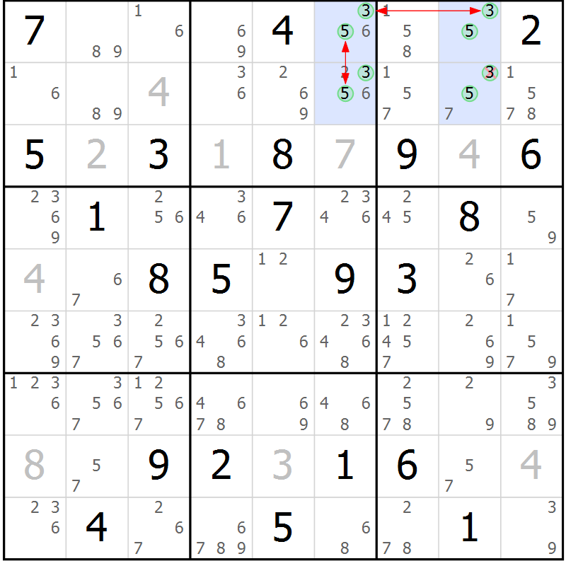 Position des candidats pour la solution de la Gr 19 page 22 du magazine de sudoku Suprême n° 023