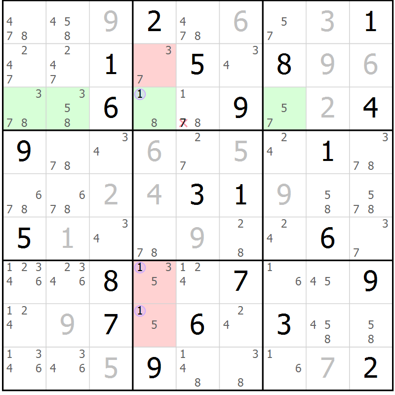 Position des candidats pour la solution de la Gr 20 page 23 du magazine de sudoku Suprême n° 023