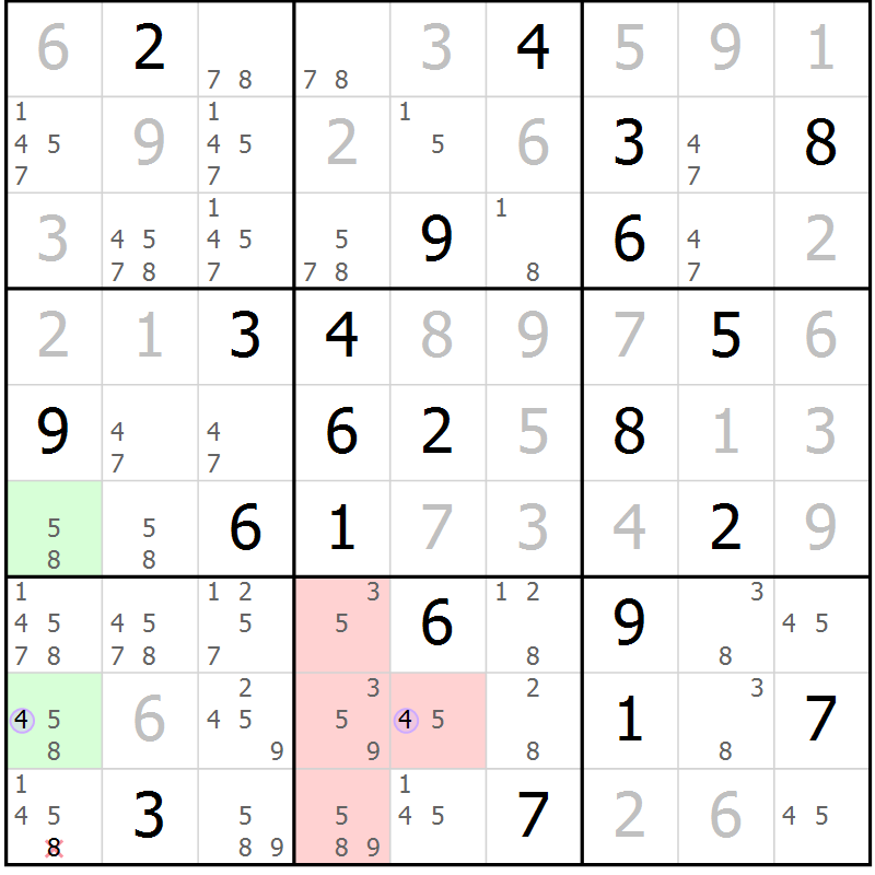 Position des candidats pour la solution de la Gr 22 page 25 du magazine de sudoku Suprême n° 023