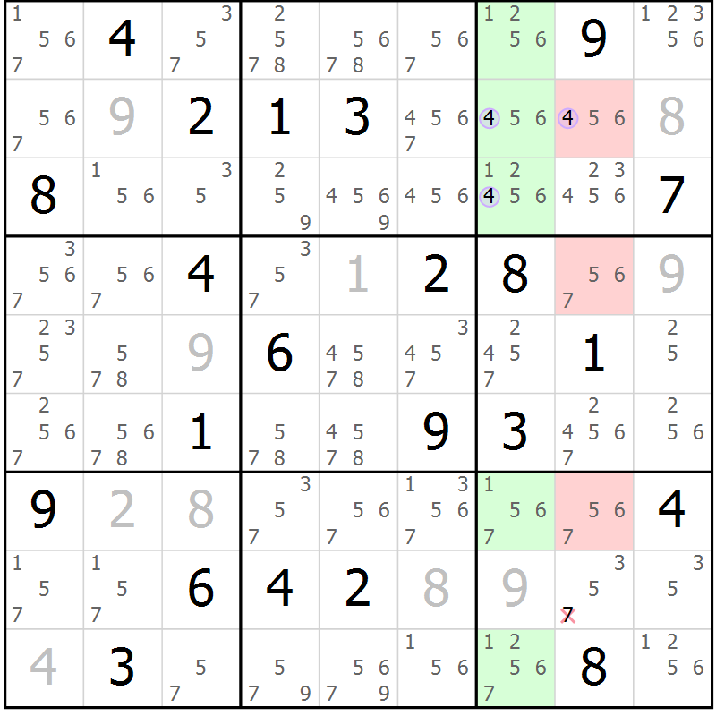 Position des candidats pour la solution de la Gr 24 page 27 du magazine de sudoku Suprême n° 023