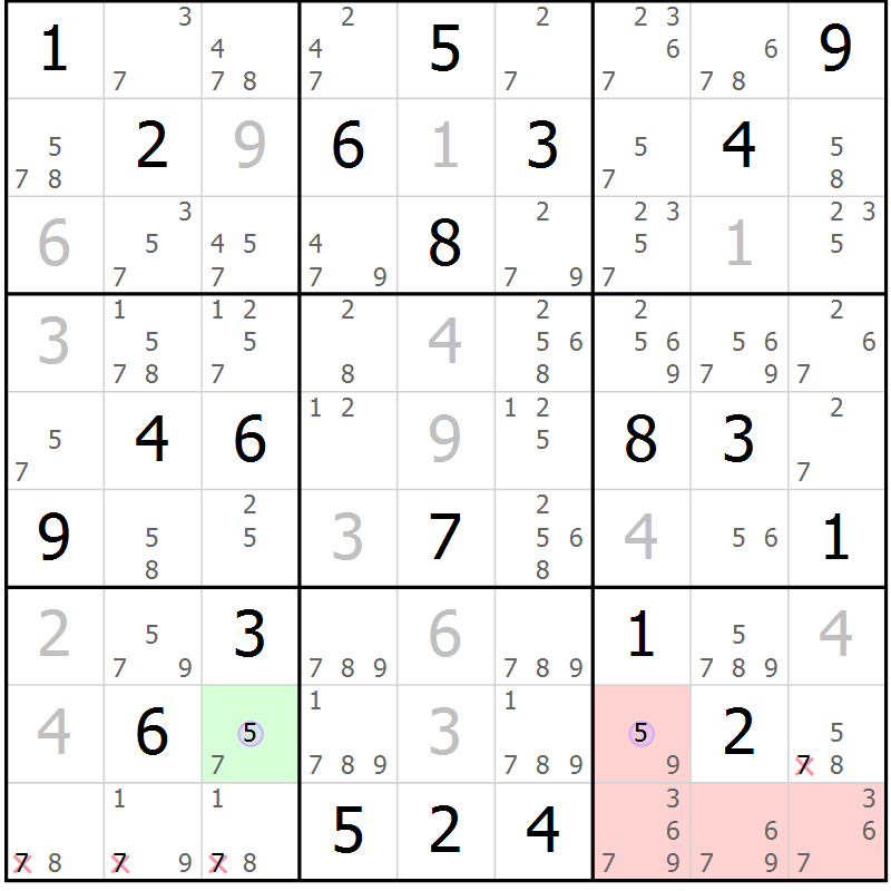 Position des candidats pour la solution de la Gr 27 page 30 du magazine de sudoku Suprême n° 023