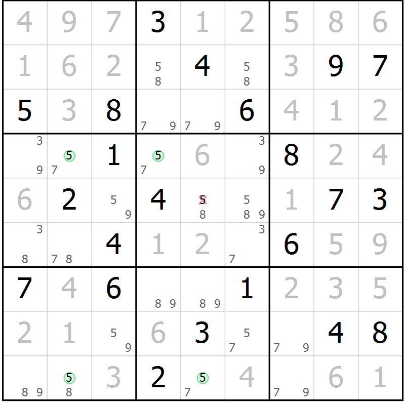 Position des candidats pour la solution de la Gr 29 page 32 du magazine de sudoku Suprême n° 023