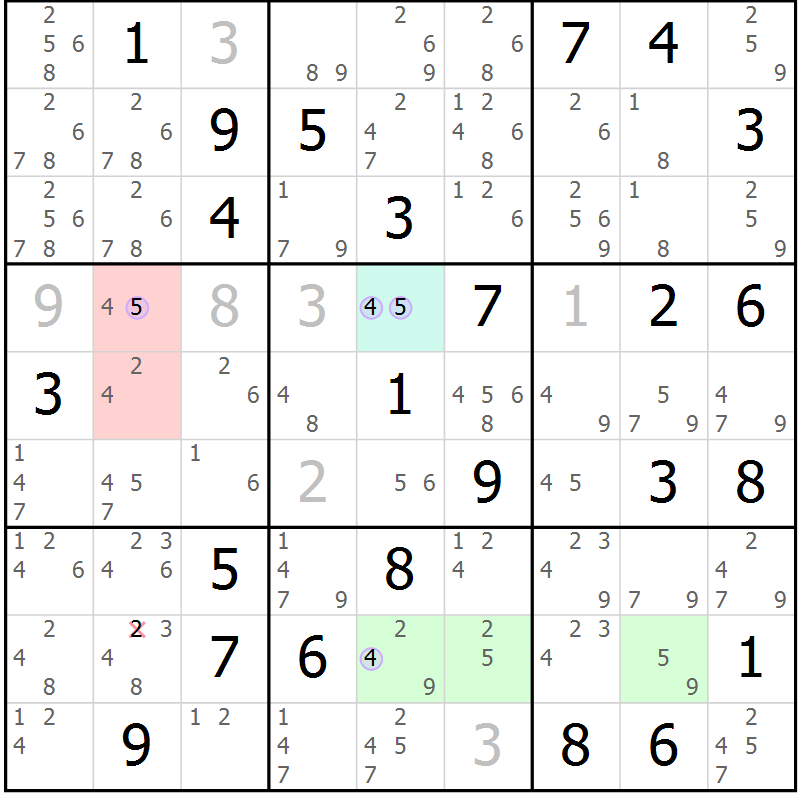 Position des candidats pour la solution de la Gr 32 page 35 du magazine de sudoku Suprême n° 023