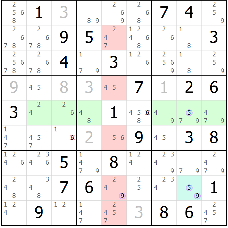 Position des candidats pour la solution de la Gr 32 page 35 du magazine de sudoku Suprême n° 023
