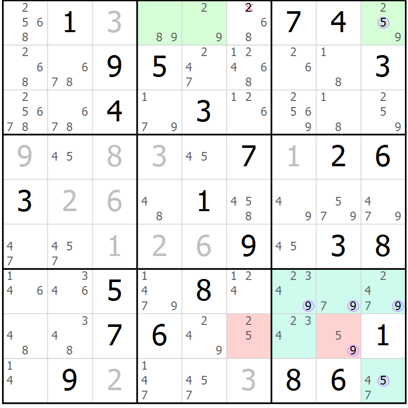 Position des candidats pour la solution de la Gr 32 page 35 du magazine de sudoku Suprême n° 023