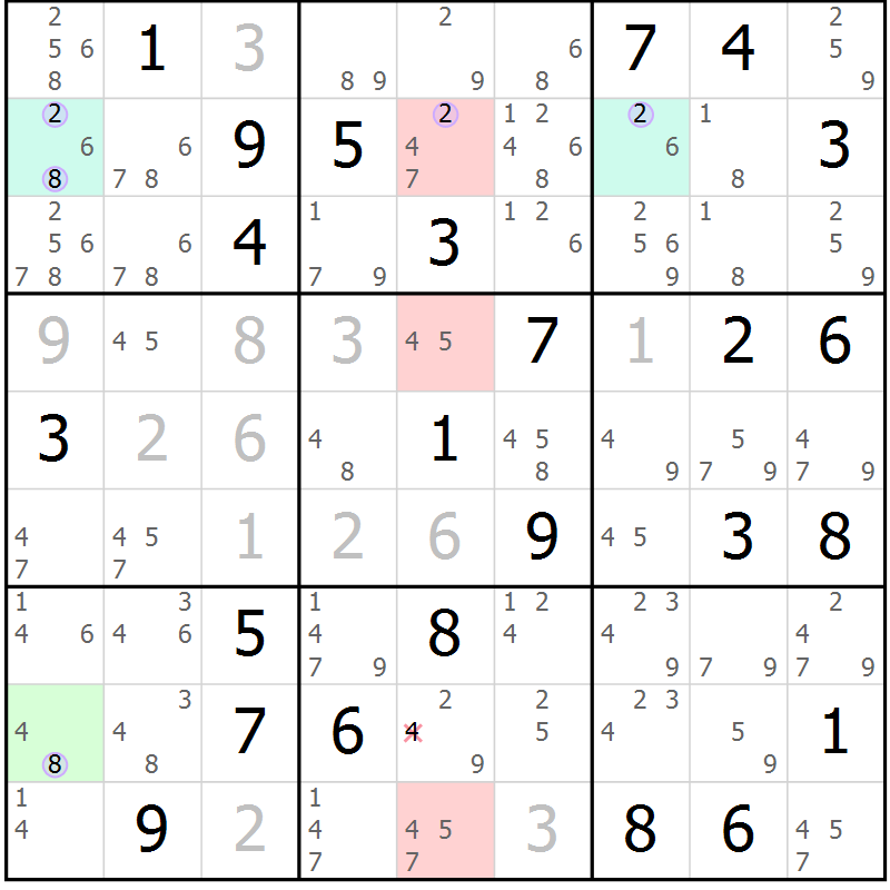 Position des candidats pour la solution de la Gr 32 page 35 du magazine de sudoku Suprême n° 023