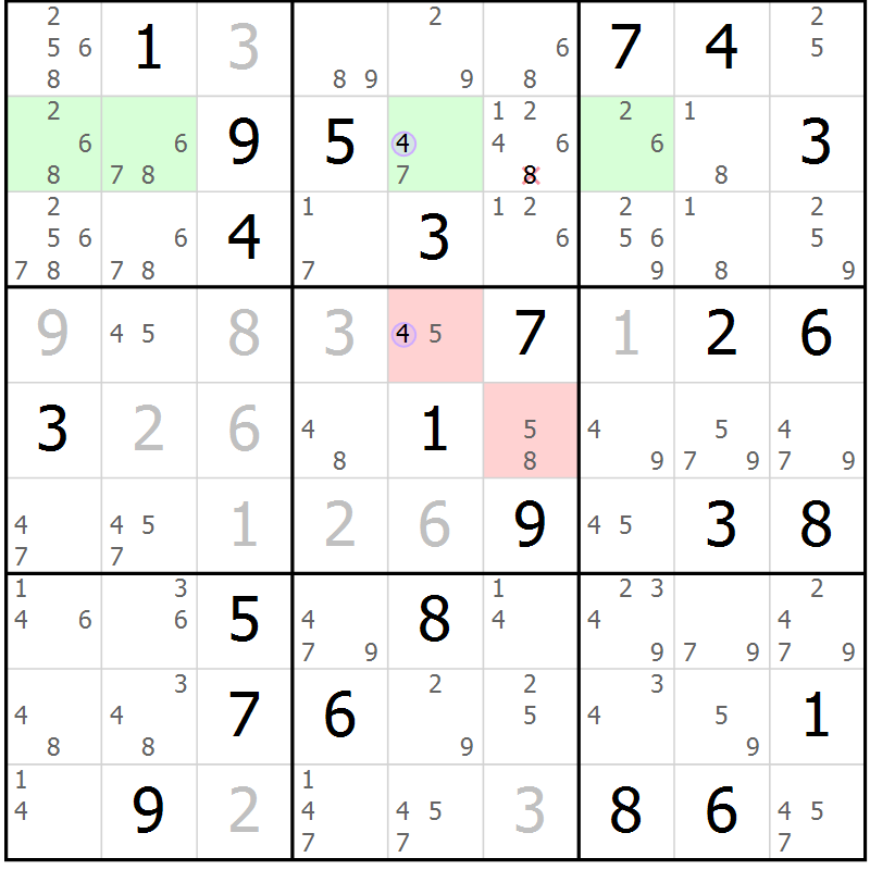 Position des candidats pour la solution de la Gr 32 page 35 du magazine de sudoku Suprême n° 023