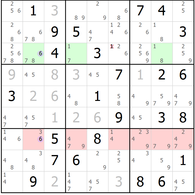 Position des candidats pour la solution de la Gr 32 page 35 du magazine de sudoku Suprême n° 023