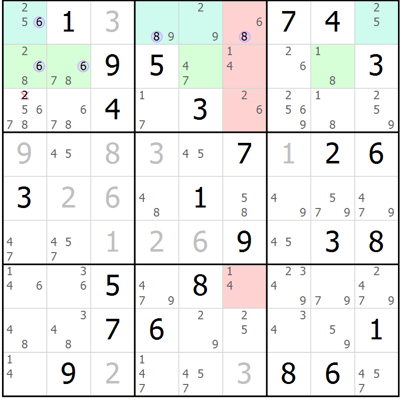 Position des candidats pour la solution de la Gr 32 page 35 du magazine de sudoku Suprême n° 023