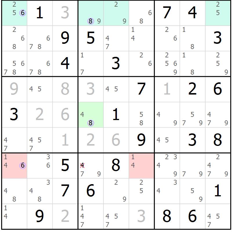 Position des candidats pour la solution de la Gr 32 page 35 du magazine de sudoku Suprême n° 023