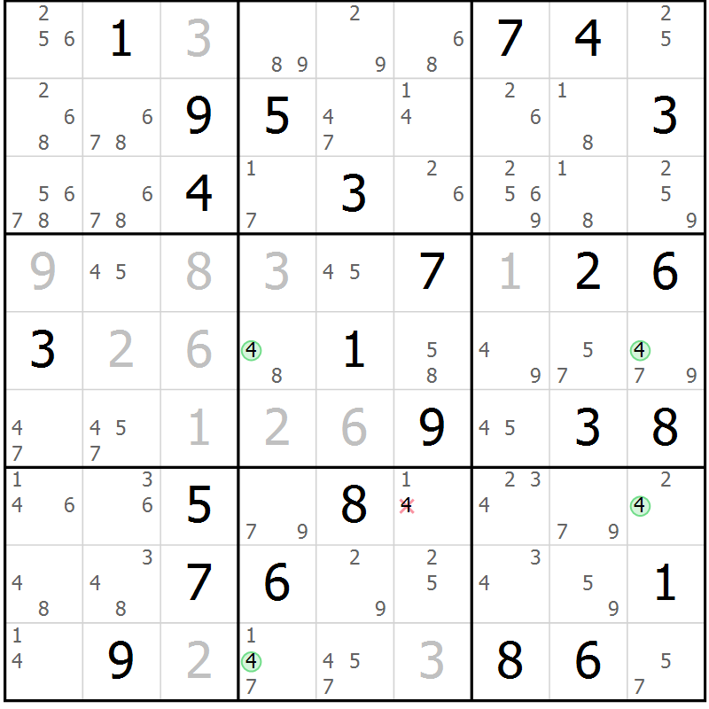Position des candidats pour la solution de la Gr 32 page 35 du magazine de sudoku Suprême n° 023