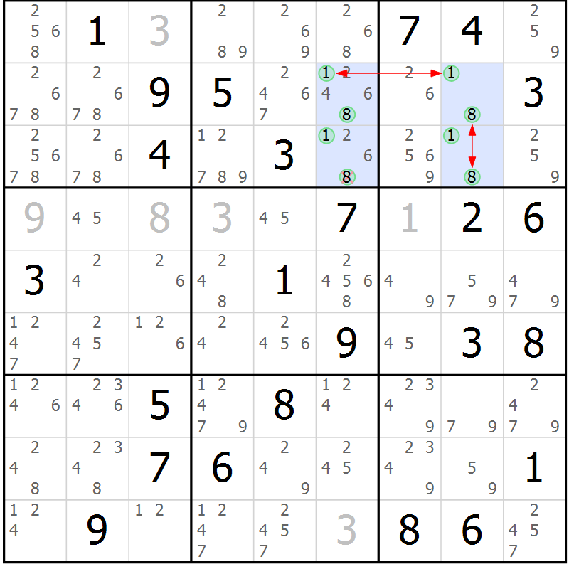 Position des candidats pour la solution de la Gr 32 page 35 du magazine de sudoku Suprême n° 023